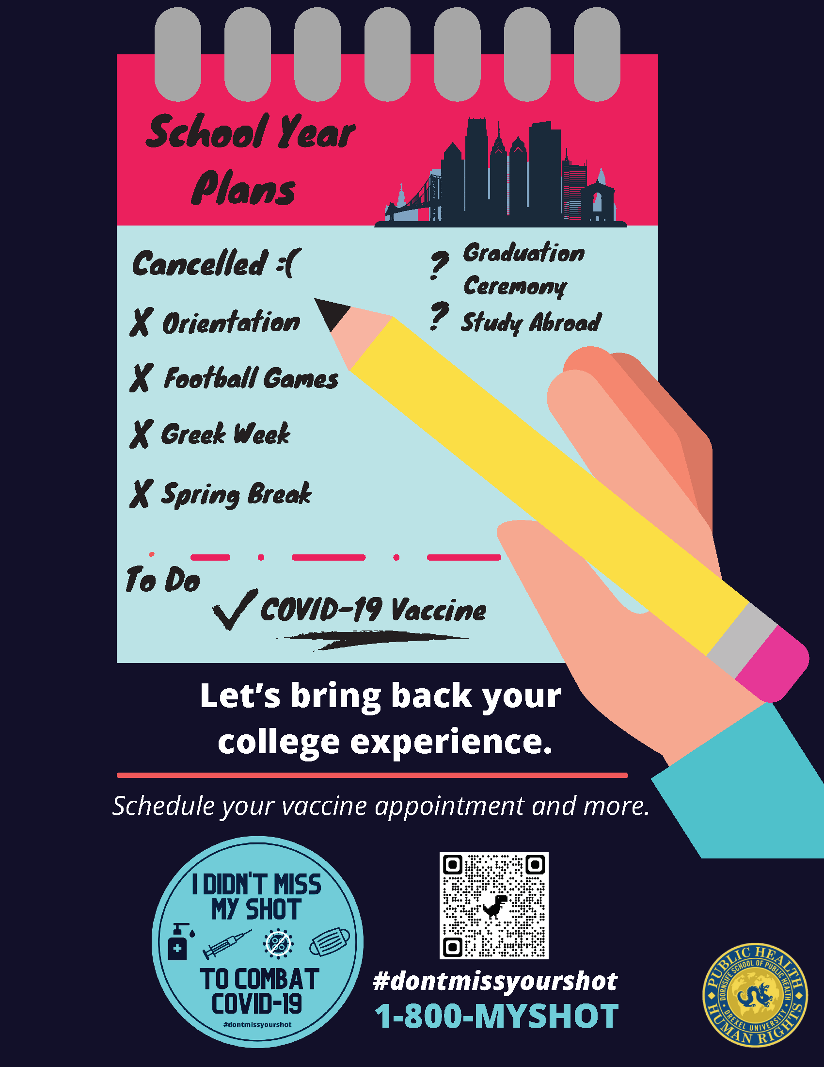 Let's bring back your college experience. Schedule your vaccine and more.